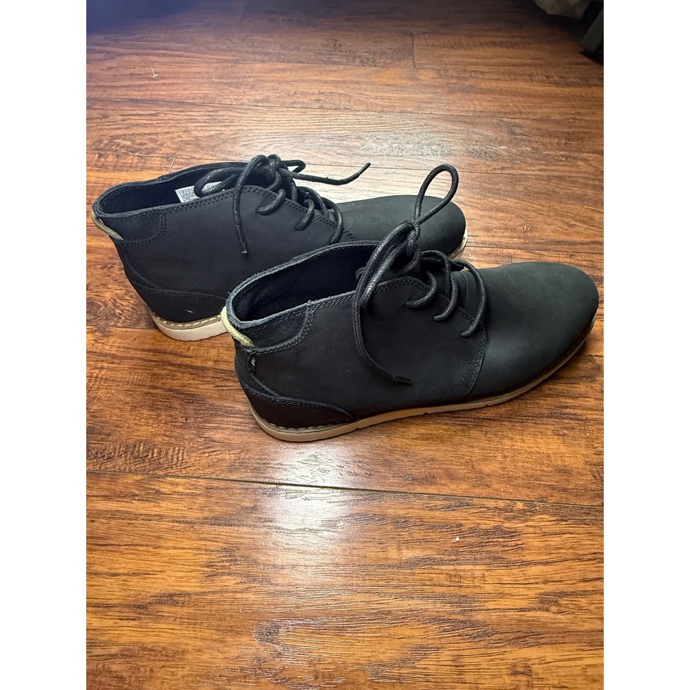 TOMS Men Navi Water Resistant Black Leather Chukka Boots 10016906 Size 11